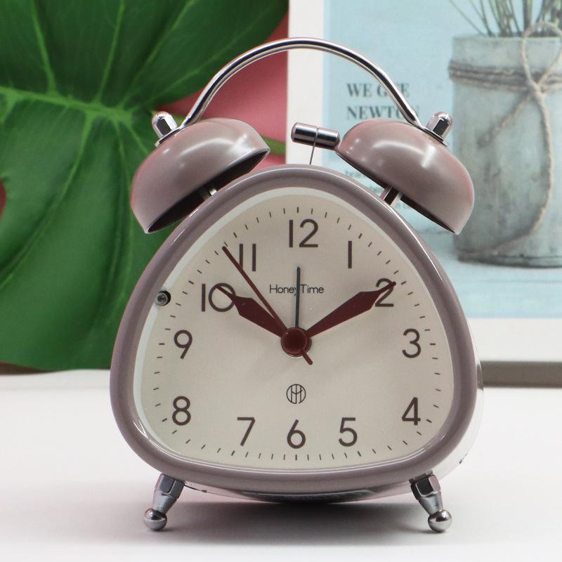 Primary and Secondary School Students Use Large Ringtone 3-inch Metal Ringing Alarm Clock for Home Bedside Silent Sweep Second Night Light Clock