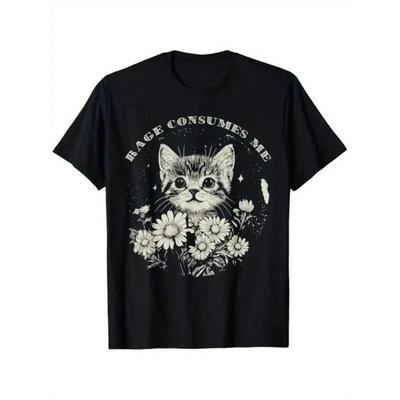[Lustiges Katzen-T-Shirt] Weiches Baumwoll-T-Shirt mit lustigem Katzen-Aufdruck