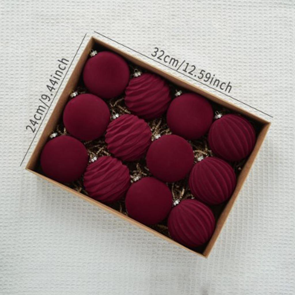 12 stuks 8cm Wijnrood Kerstbal Ornamenten Kerstboom Hanger 2025 Kerstfeest Decoratie 2026 Nieuwjaar Huisdecor