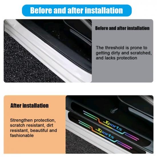4Pcs PVC Car Door Sill Protector Strip Threshold Bumper Anti-scratch Sticker