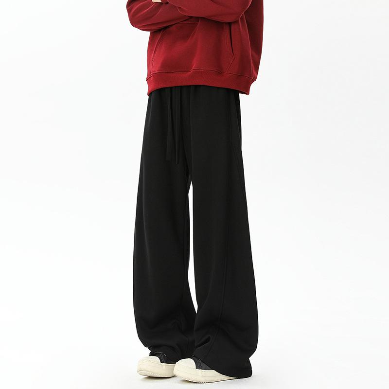 Heavy drape flower gray scimitar sweatpants men's autumn American trendy sports trousers loose straight casual trousers