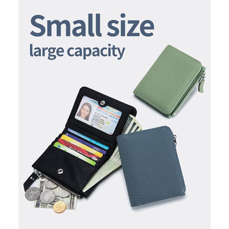 Japanese Style Genuine Leather Slim RFID Wallet for Women - Compact Zippered Coin Purse & Card Holder with Large Capacity (New Design)