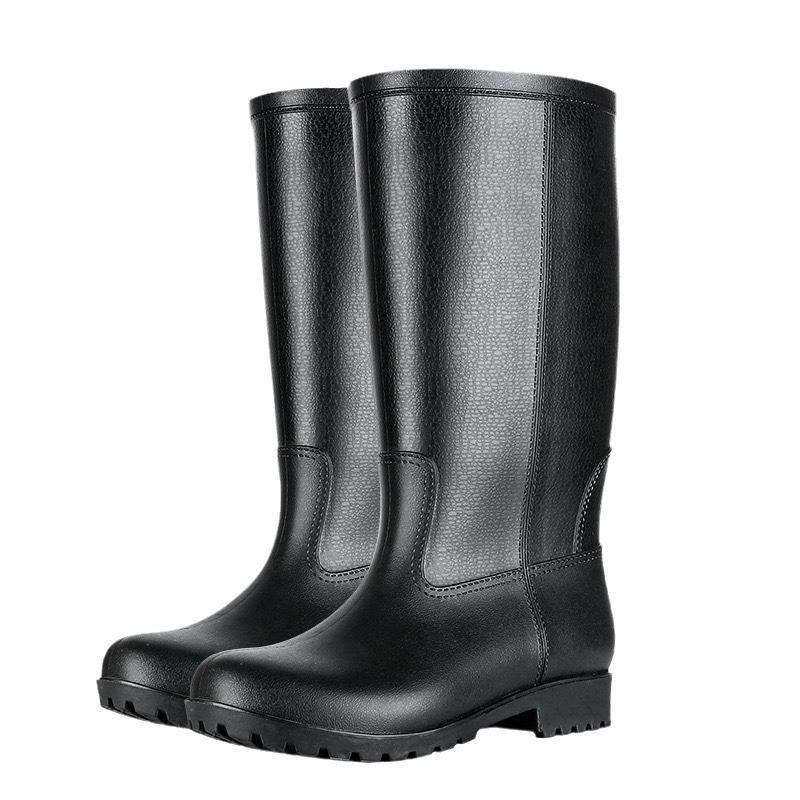 New Black Labor Protection Rain Shoes Men's Rain Boots Long Tube + Water Protection Shoes Fishing Construction Site Plastic Shoes Men