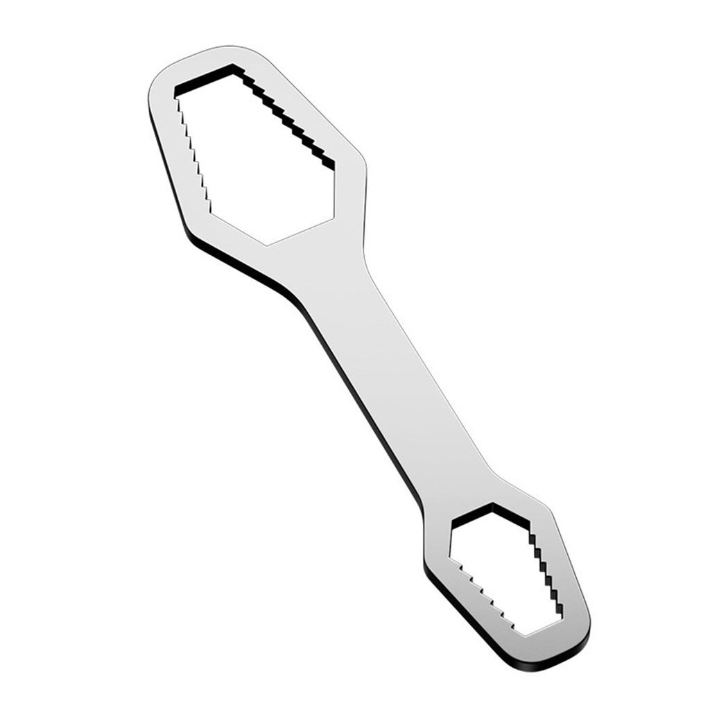 Multi Functional Dual Head 8-24mm Universal Torx Wrench, Double-ended Self-tightening Adjustable Wrench Tools,Black and Silvery