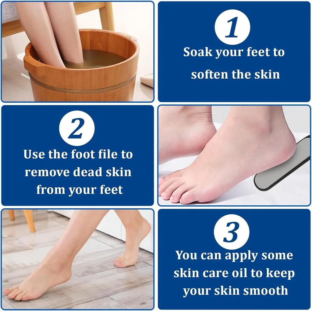 1pc Stainless Steel Foot File Double-Sided Foot Rasp Callus Remover Professional Pedicure Tools Foot Scrubber Dead Skin Remover