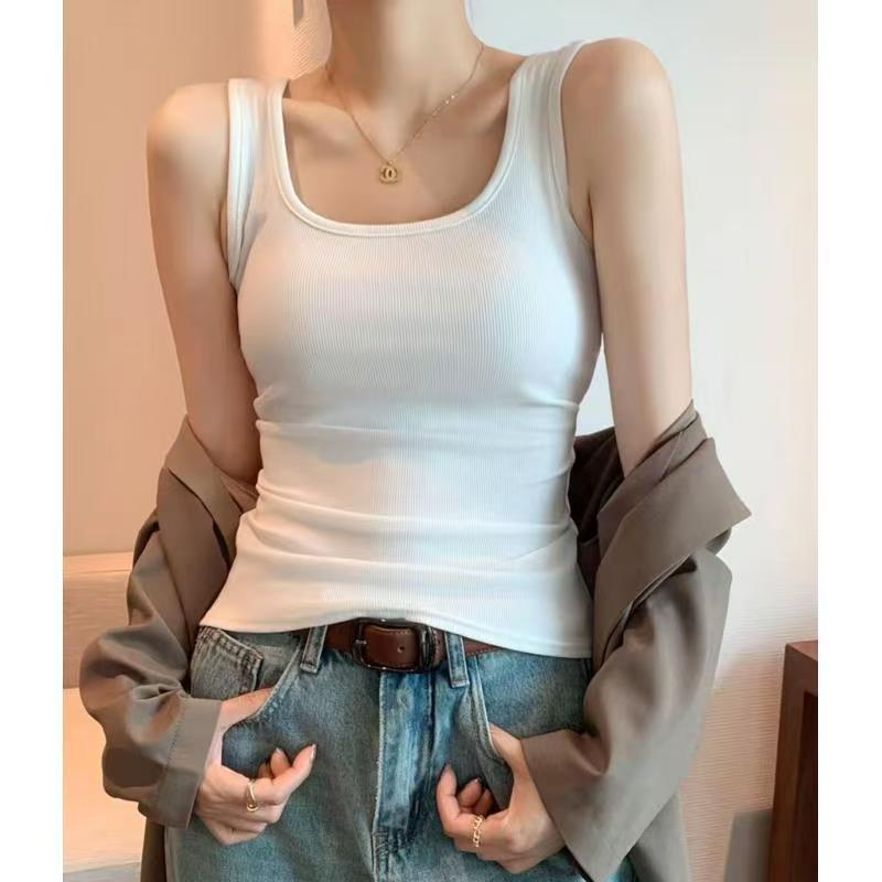 Women's Wide Shoulder Sleeveless Camisole: Spring/Summer Arrival with Big U Neck, Versatile Outerwear and Popular Douyin Style Vest