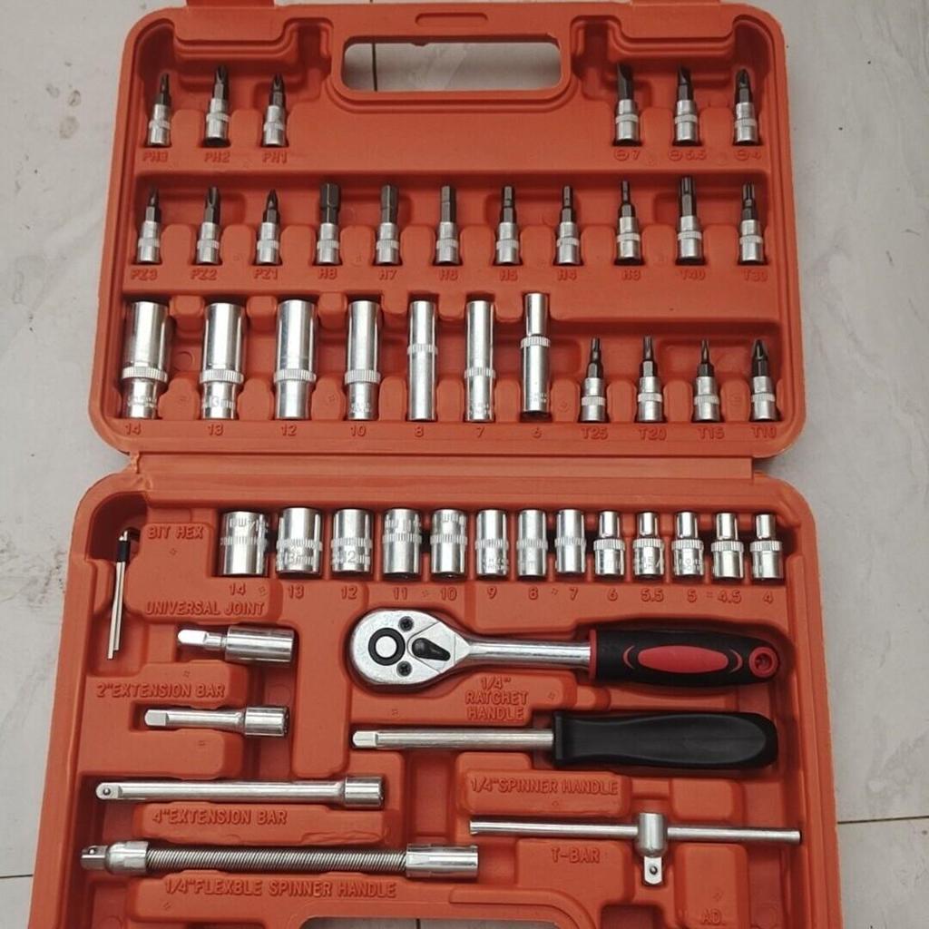 53-Piece Hex & Phillips Screwdriver Set with Ratchet Wrench & Socket Tool for Car & Motorcycle Repair