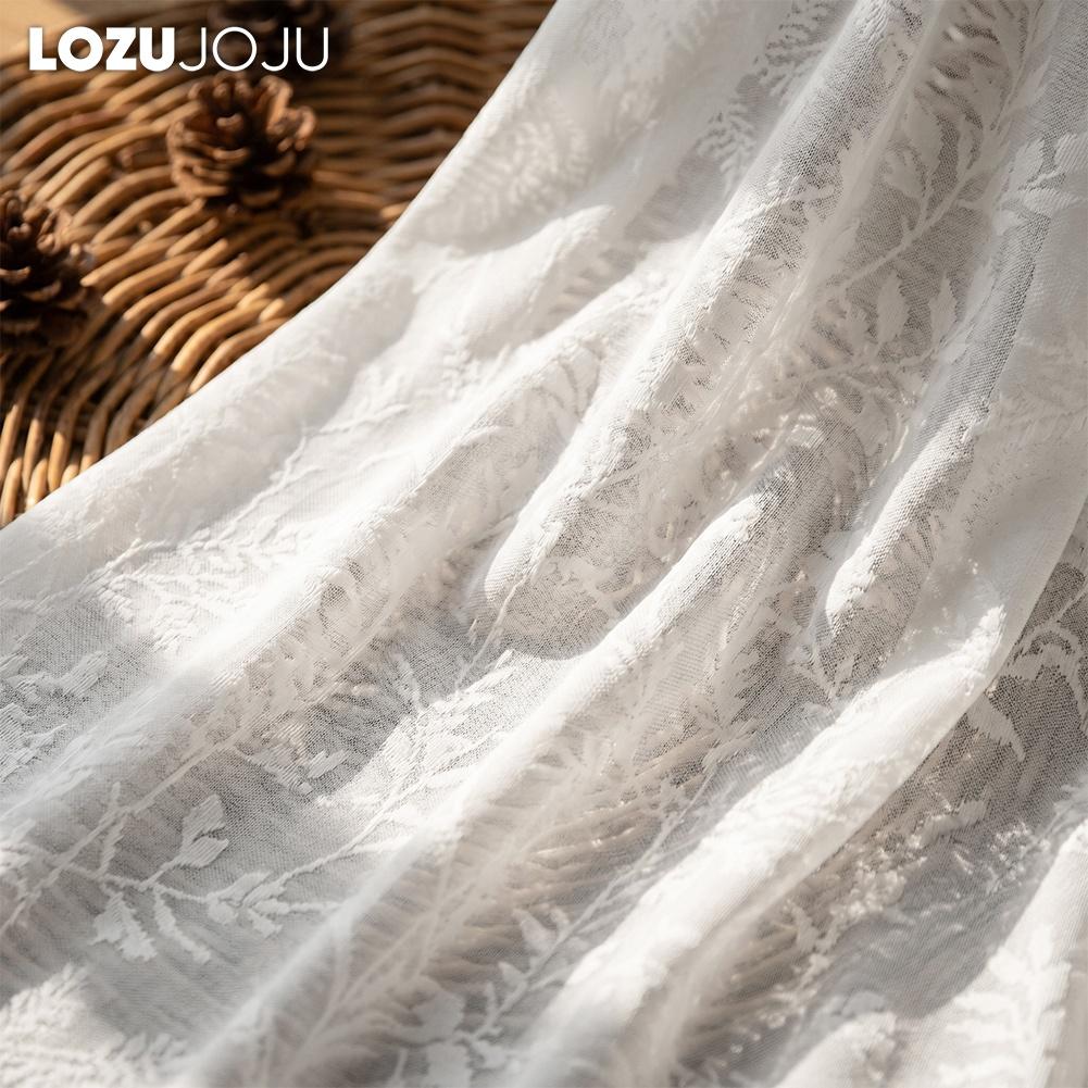 1PC LOZUJOJU French Vine Plant Woven Sheer Curtain, Rustic Style Translucent Window Screen for Living Room Bedroom Window Home Decor