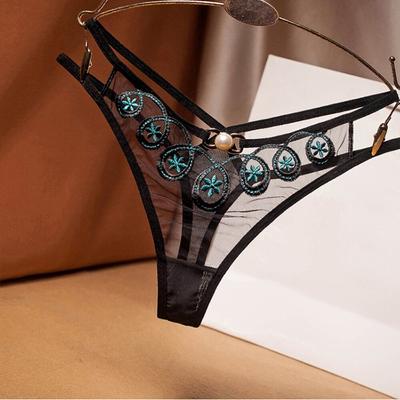 Mesh Lady Erotische Dessous Sexy Spitze Blumen Höschen Niedrige Taille G-String Transparent T-Back Slips Frauen Charmante Tangas Unterwäsche