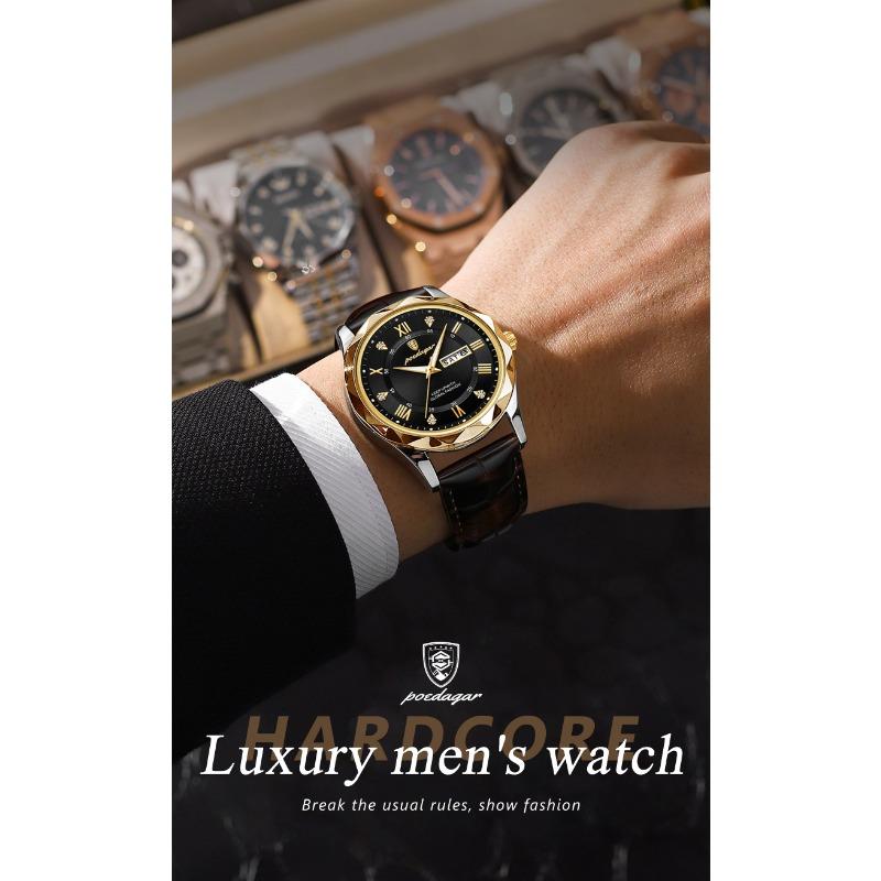 POEDAGAR New Fashionable Trendy Youth Leisure Simple Luxury Men's Watch Waterproof Luminous Calendar Quartz Watch