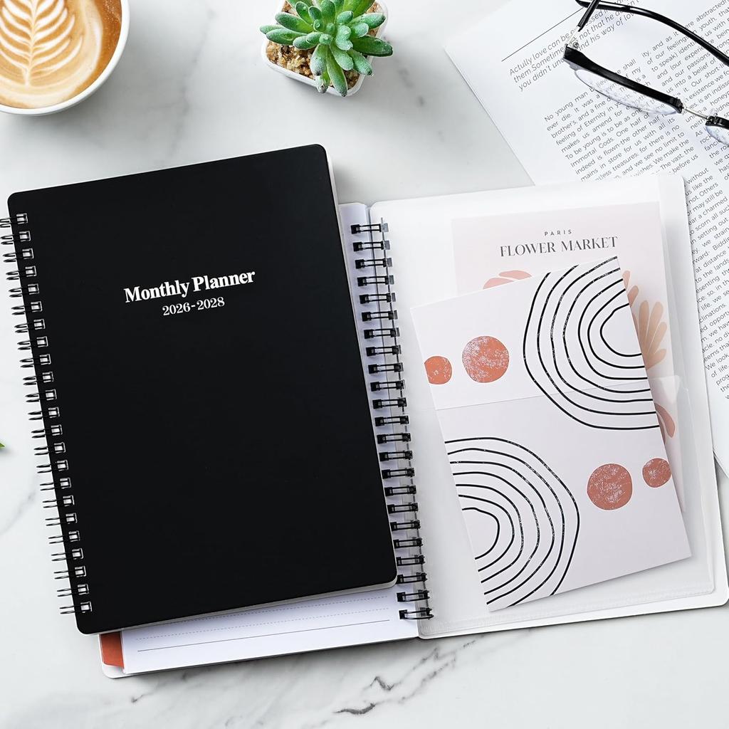 2026-2028 Monthly Planner/Calendar - 3 Year Monthly Planner, Jan. 2026 - Dec. 2028, 6.4" x 8.5", 36 Months Tabs, 30 Notes Pages, Double-Side Pocket,