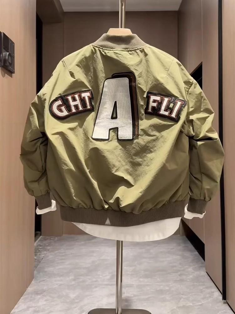 Spring Men's Embroidered Letter Stand Collar Baseball Jacket, Versatile, Loose, Breathable, Trendy Couples' Fashion.