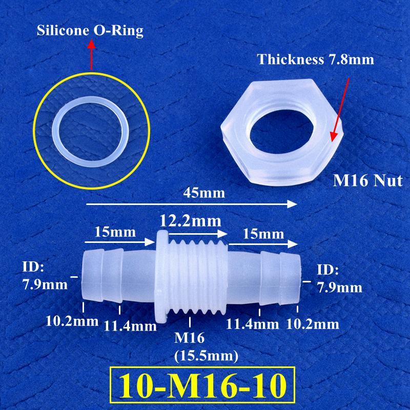 3~12mm Racord Bulkhead PP Pagoda Conector Direct Cu Piuliță Filet M6-16 O-Ring Irigare Grădină Acvariu Rezervor Pompă Aer Furtun Racord