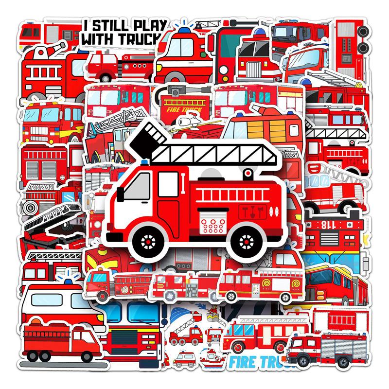 50Pc Skateboard Stickers Fire Truck Stickers Cool Skateboard Extreme Sports Stickers Trolley Case Guitar Mug Notebook Trend Stickers