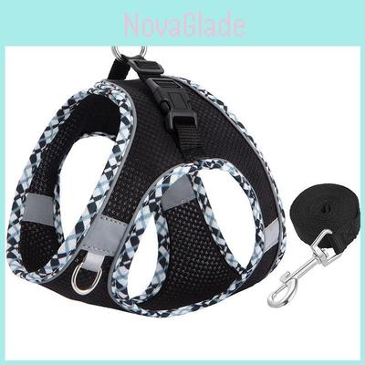 Pet Dog And Cat Reflective Breathable Harness With Adjustable Leash For Walking And Training