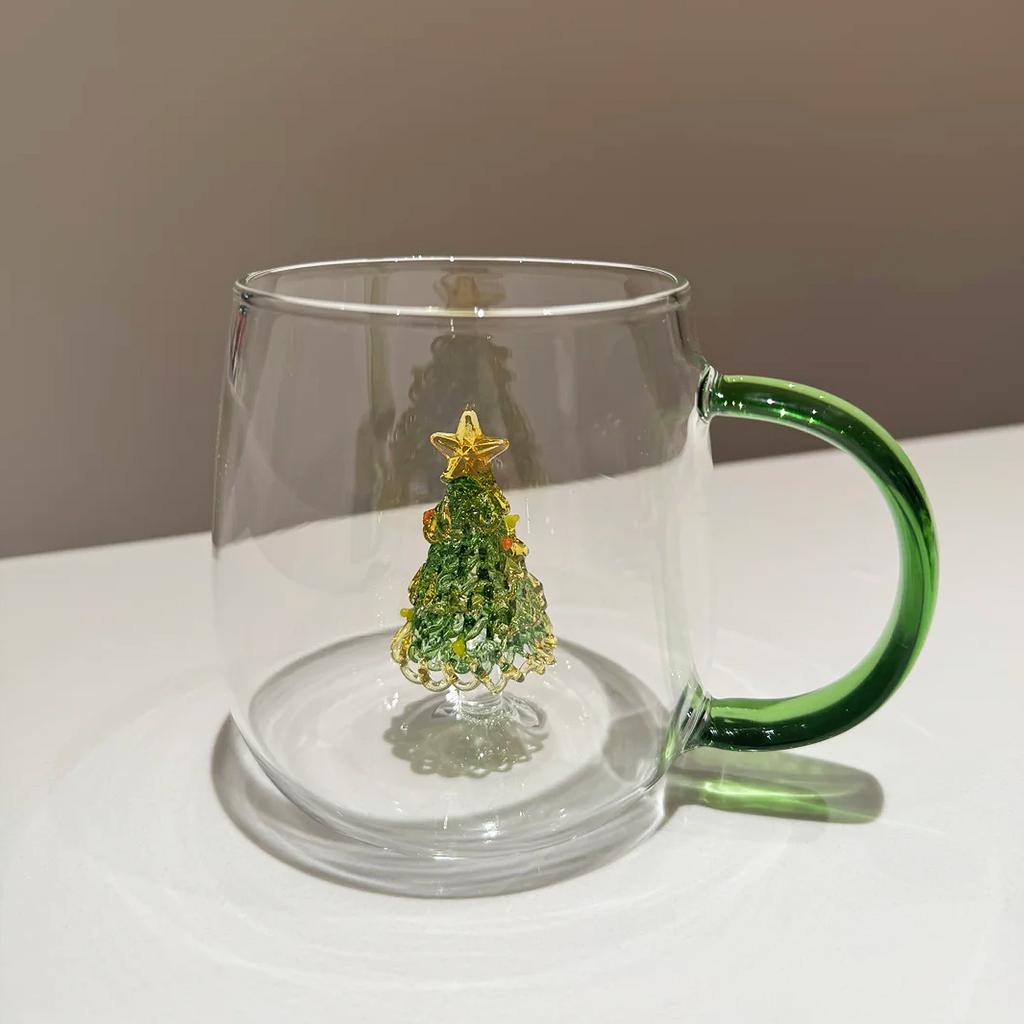 Christmas Tree Glass Wishing 3D Cartoon Animal Shape Cup Borosilicate Glass Single Layer Cup Living Room Guests Juice Cold Drink