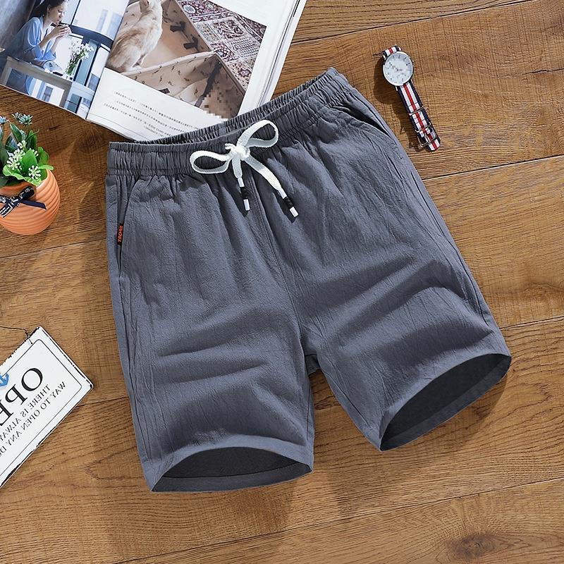 Pánské letní ležérní lněné šortky s elastickým pasem a stahovací šňůrkou