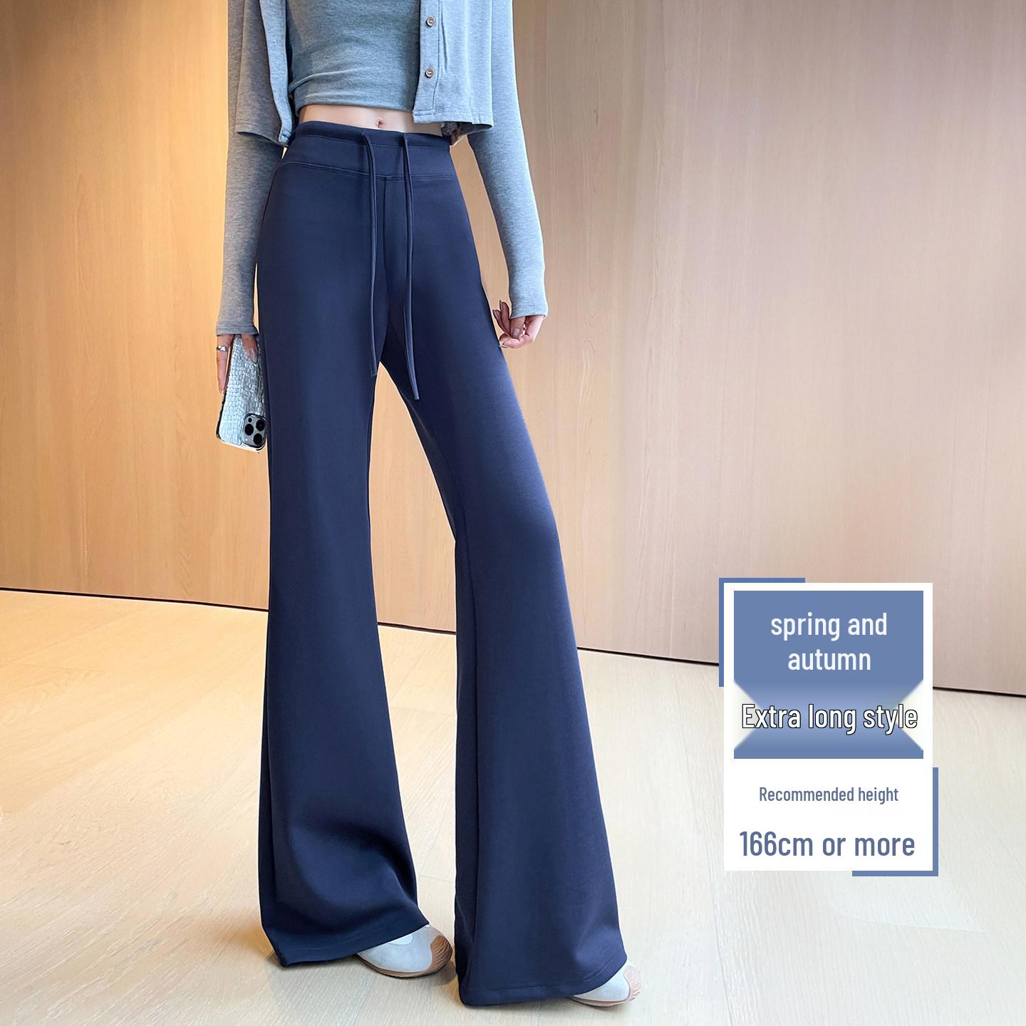 Women s White High-Waist Micro Flare Yoga Pants - Slimming Drape Bell Bottoms for Spring 2026 L
