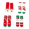 4 Pairs Warm Soft Coral Velvets Christmas Slippers Socks for Indoor Use Festival Cartoon Fuzzy Sleeping Floor Socks