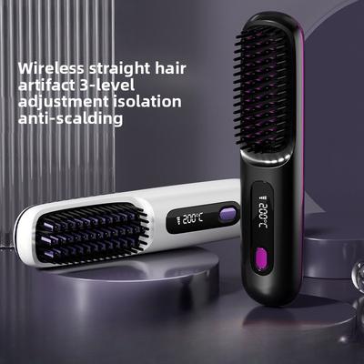 Kabelloser Haarglättungskamm Schadet dem Haar nicht Langanhaltendes Styling, Verbrühschutzschiene LCD-Bildschirm Innenschnalle, Pony-Glättungsauslöser