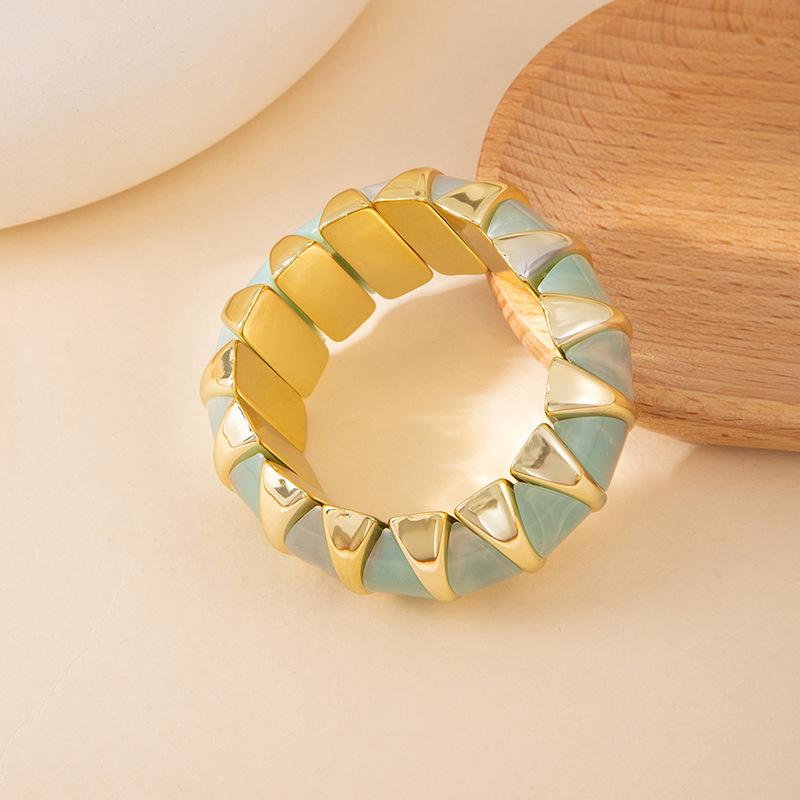 Color Smudged Acrylic Splicing Beaded Elastic Bracelet Exaggerated Bracelet Personalized High-End Jewelry