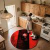 Red and Black Skull,Round Area Rug,Carpet Rug for Living Room Bedroom Sofa Playroom Decor,Non-slip Floor Mat