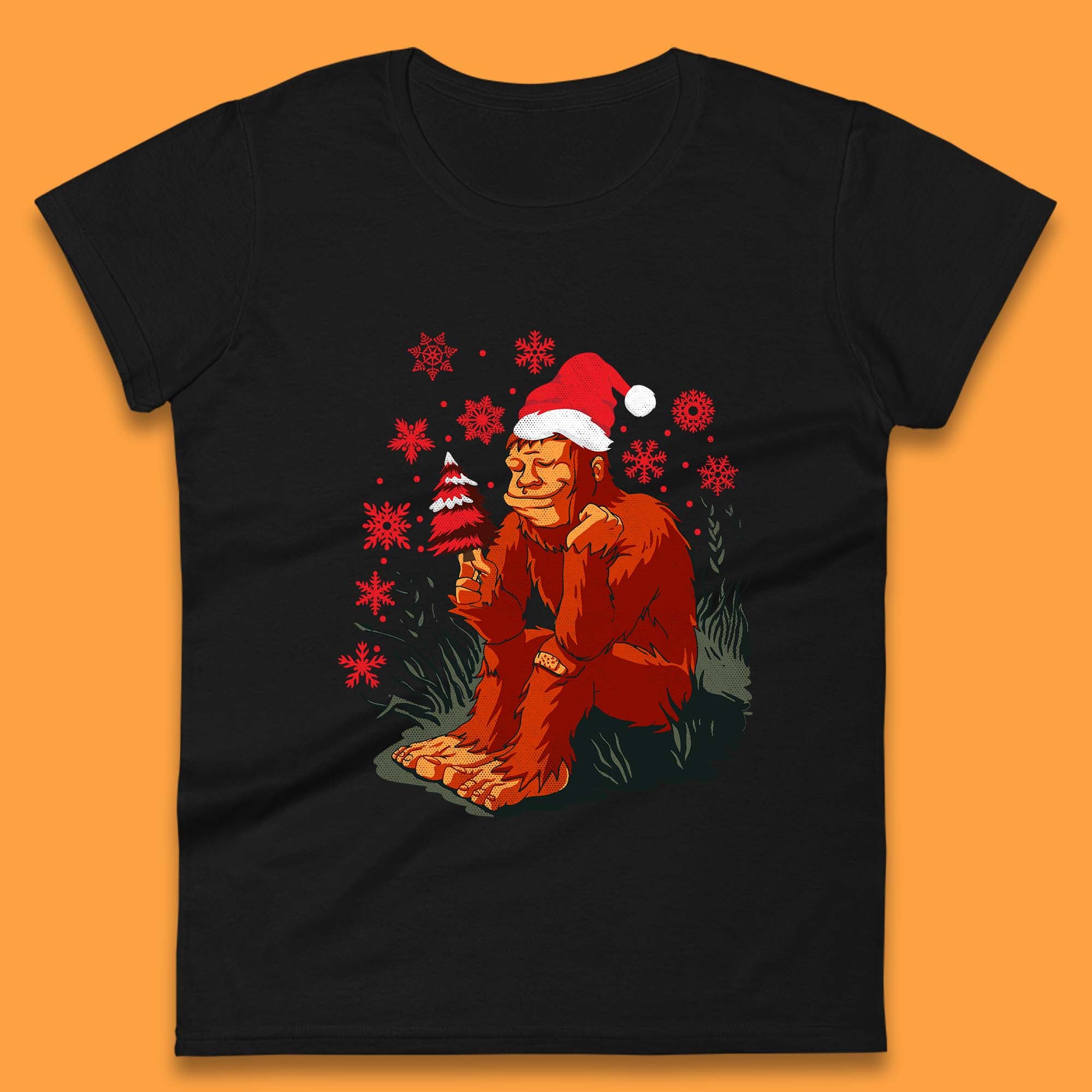 BigFoot Christmas Womens T Shirt Mens Tops Tees Unisex Christmas Hat Top 4XL