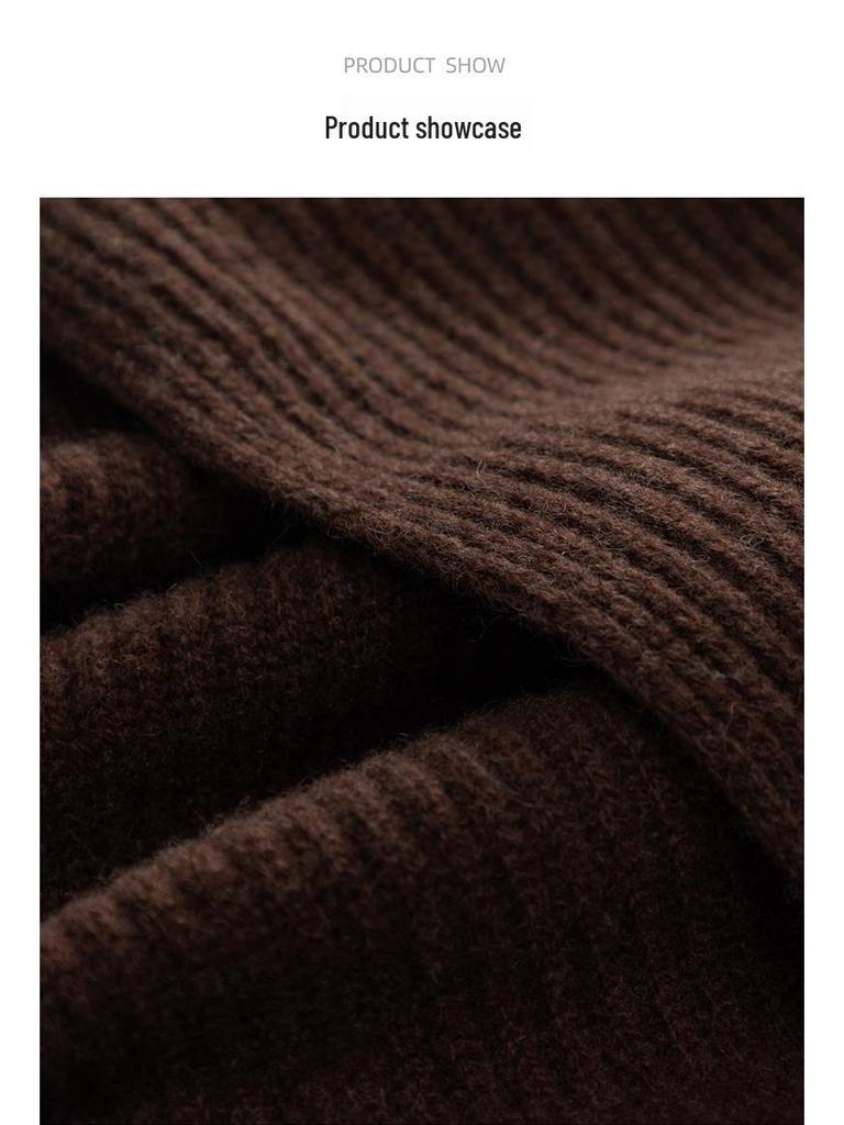 Women's High-End Korean-Style Wool-Cashmere Scarf: 7% Cashmere, 93% Knitted Wool, Perfect for Autumn and Winter.