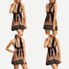 Sexy Deep Vneck Hanging Neck Short Skirt Womens Backless Beach Dress With Cotton Blend Fabric