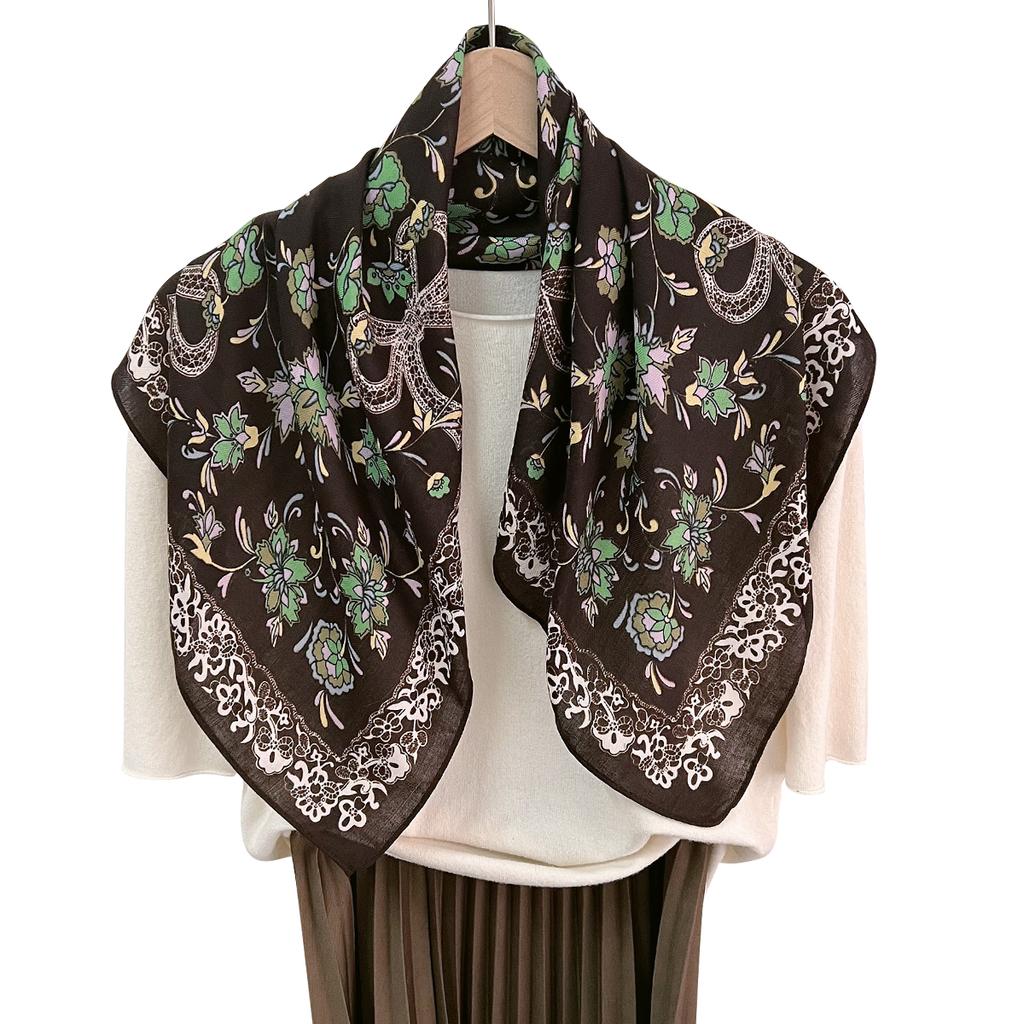 Small Cuihua Neck Protection Silk Scarf Spring Out Foreign Versatile Windproof Scarf Women'S Cotton And Linen Square Scarf