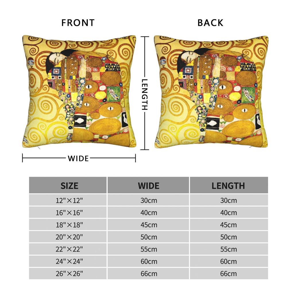 Gustav Klimt the Embrace Throw Pillow Cover Polyester Cushions for Sofa Gold Romance Love  Creative Pillowcover Home Decor