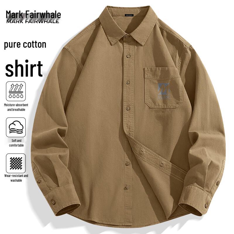 

Mark Fairwhale Men s American Style Cotton Long-Sleeve Casual Shirt 2XL