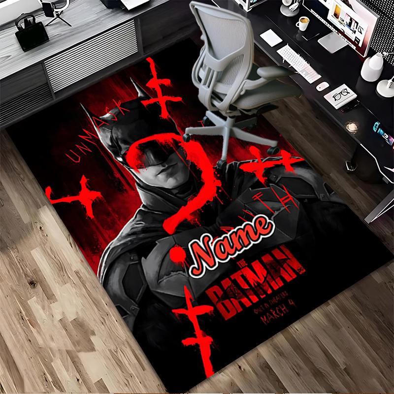 Custom Name Dark Knight Living Room Non-Slip Area Rug Soft Carpet for Bedroom Kids Playroom Sofa Office Home Decor Doormat