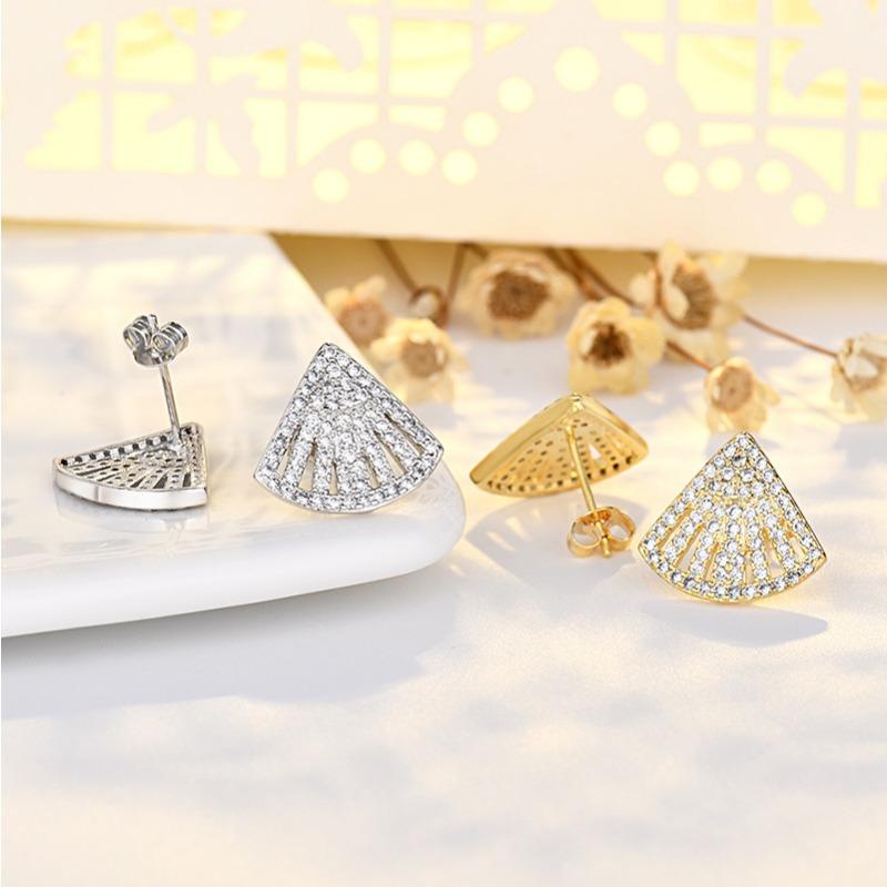 Fully Diamond High-end Earrings Pure Small Skirt Earrings Simple Earrings Nourish Ear Piercing Temperament Earrings