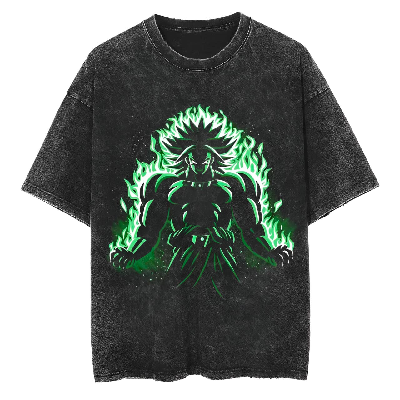

Dragon Ball Broly T Shirt Men Acid Wash Oversized Streetwear Anime Green Aura Cotton Vintage Gym Training Graphic Top Tee M