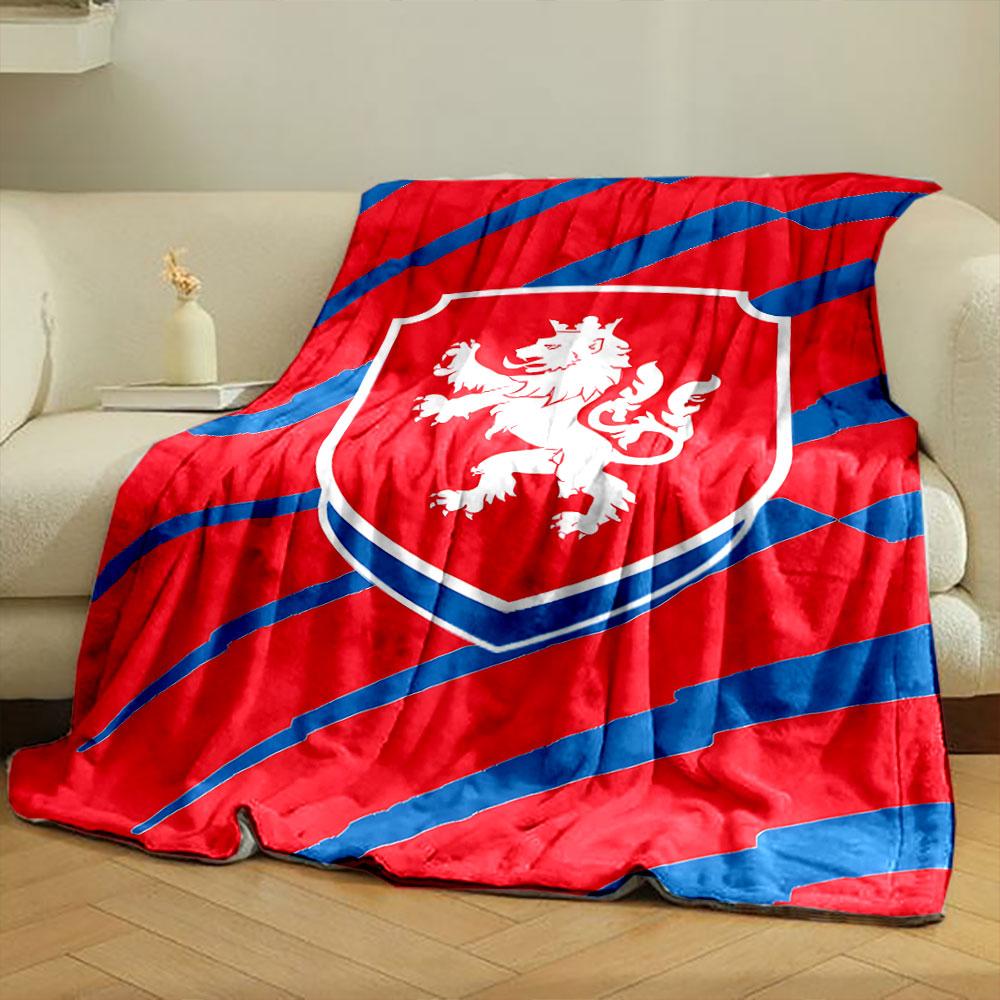 Red Lion Crest on Bold Stripes print blanket soft and cozy perfect for the living room bed sofa or a nap,gift