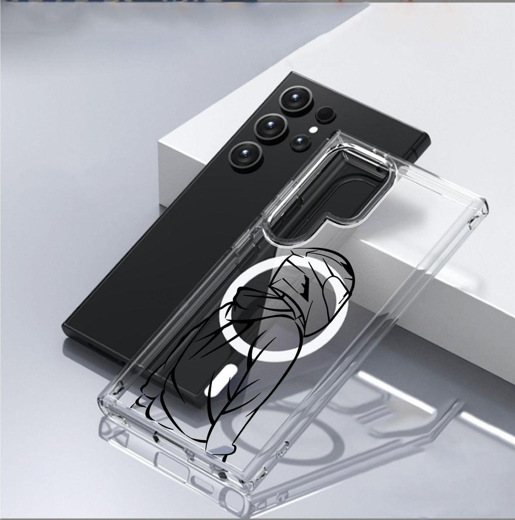 Motorcycle Back View Magnetic Case for iPhone 15/16/17 Pro Max - Transparent Full Coverage
