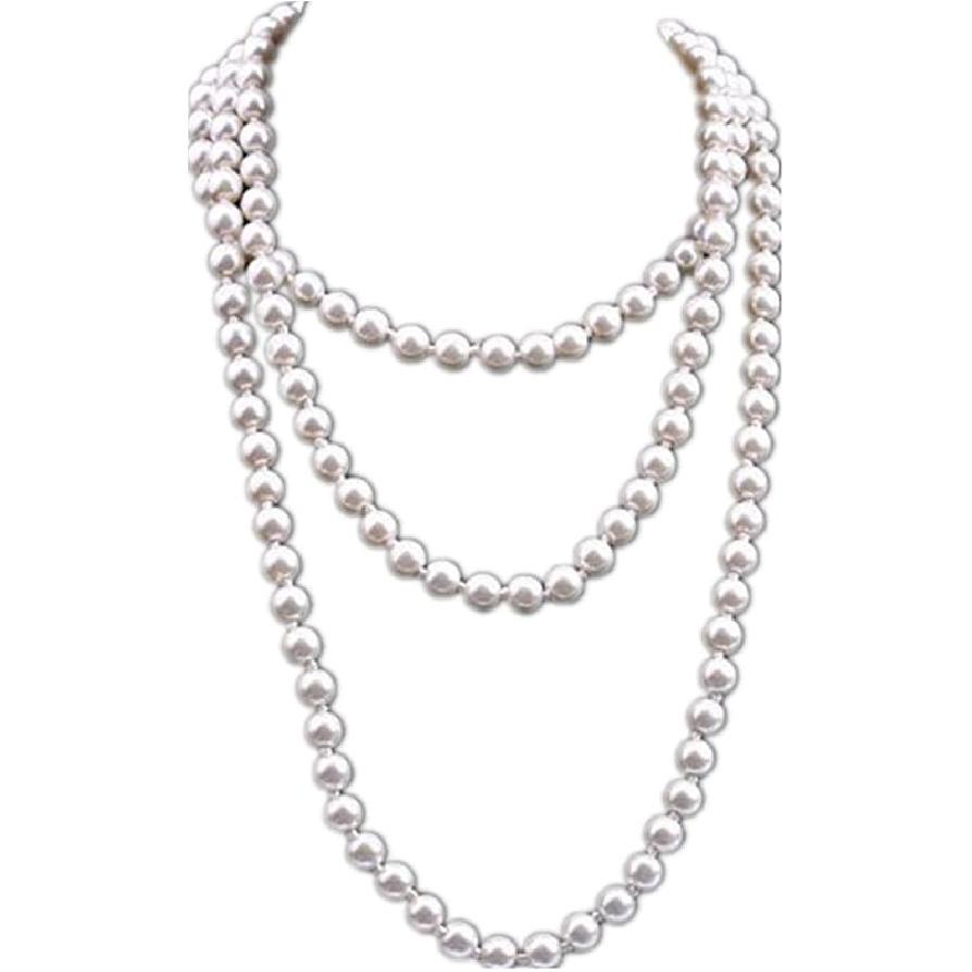 Длинное жемчужное ожерелье 1920-х годов Ожерелье из искусственного жемчуга Длинное жемчужное ожерелье с бусинами Костюмная бижутерия в стиле Гэтсби 1920-х годов белый