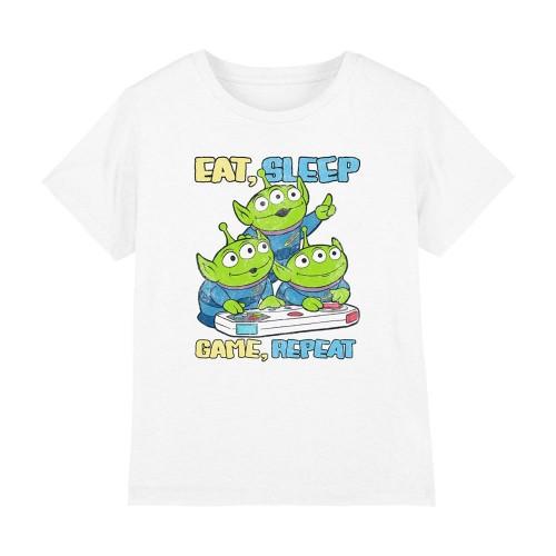 Toy Story Boys Eat Sleep Game Repeat Aliens T-Shirt