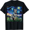 Starry Night Blue Heeler Art T-Shirt Featuring Australian Cattle Dog Design