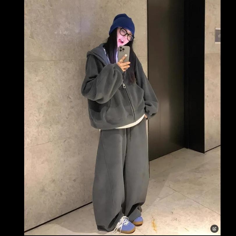 Plus Size Fashion Loose Running Sportswear Suit Women's Autumn Sweater Trousers Two-piece Suit