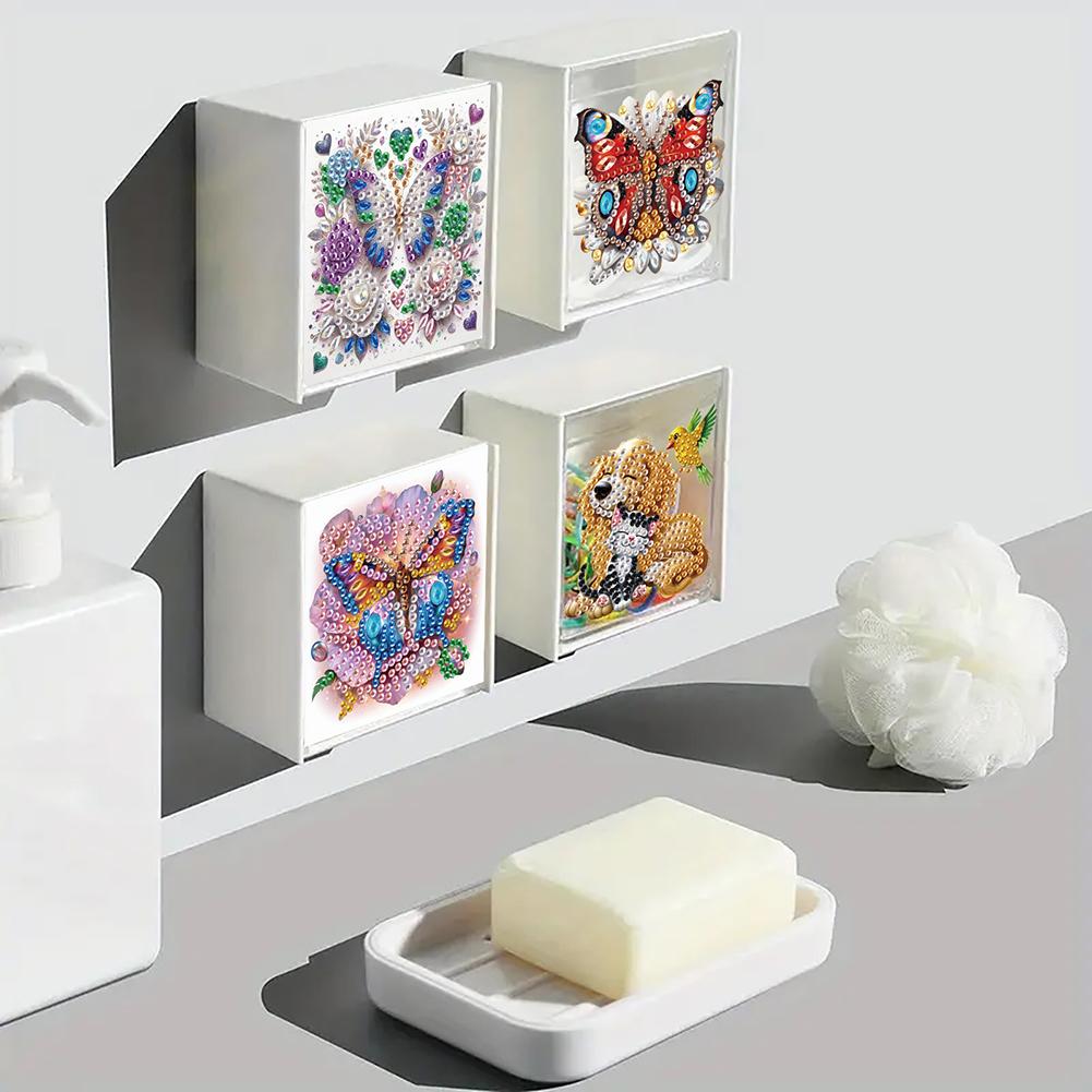 Diamond Art Organizer Box Plastic Wall Mount Organizer Diamond Painting Storage Box for Kitchen Bathroom Bedroom