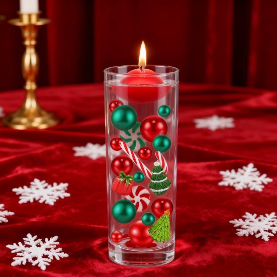 Christmas Vase Filler Decoration Plastic Green Red Cane Canes Water Beads Faux Pearls Ornaments for Wedding Centerpiece Christmas Party Decor