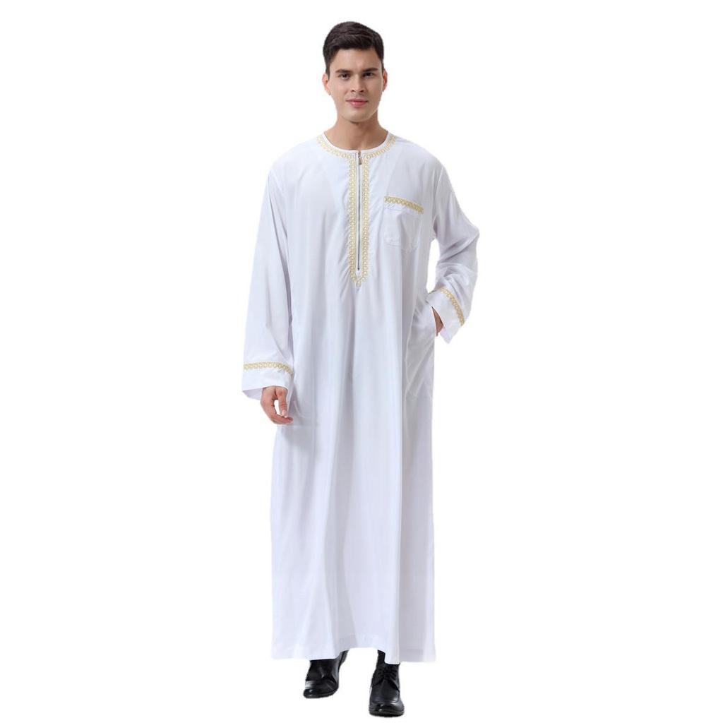 2023 Men's Loose Long Zipper Robe Shirt - Muslim Middle East Arab Dubai Malaysia Style