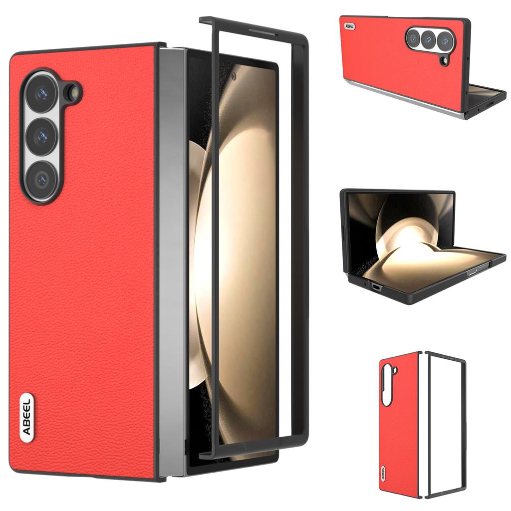 For Samsung Galaxy Z Fold6 5G Case Genuine Cow Leather+PC Folding Phone Cover