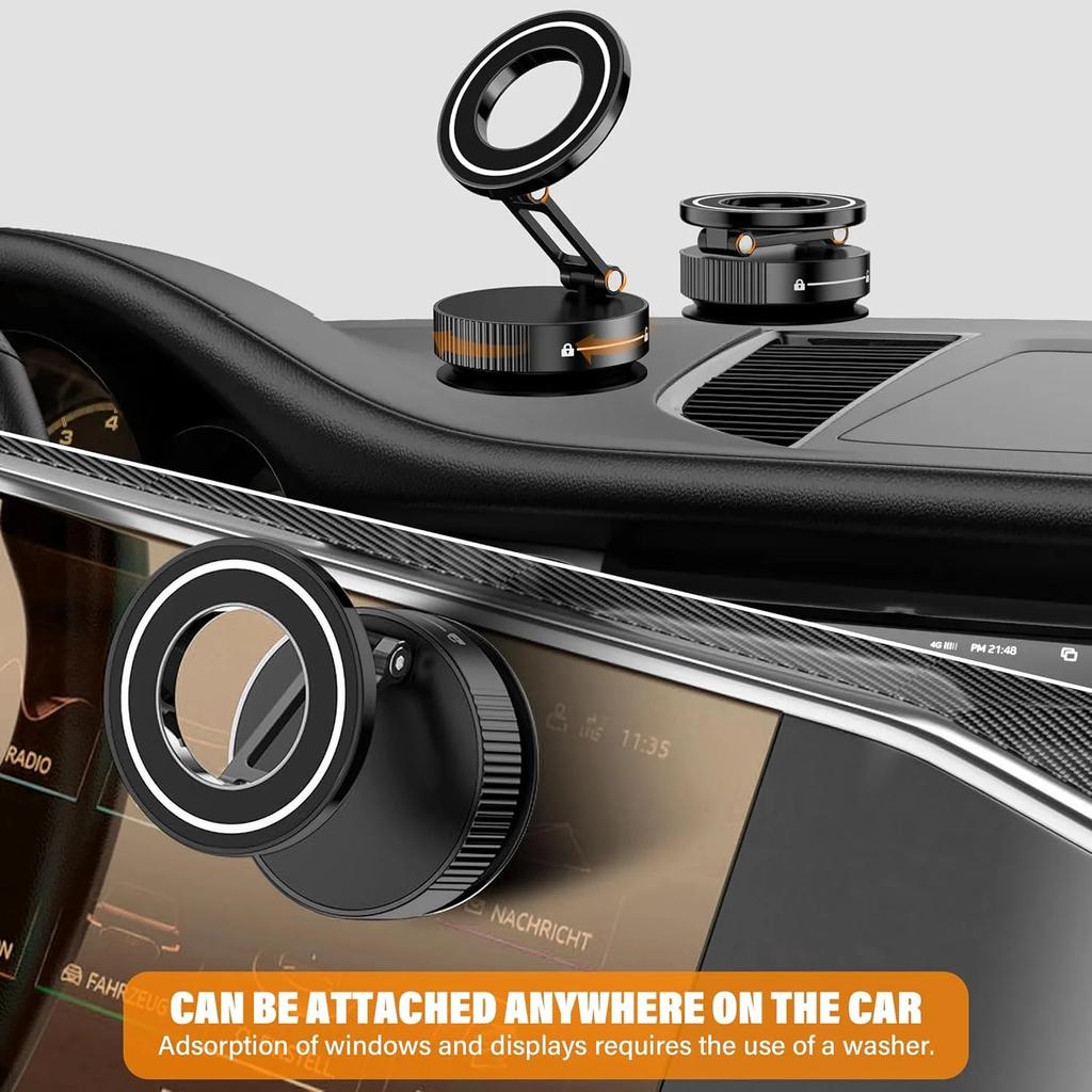 Car Phone Holder for Magsafe [78+LBS Strongest Suction & 2400gf Magnetic] 360° Adjustable Car Phone Mount Phone Holders