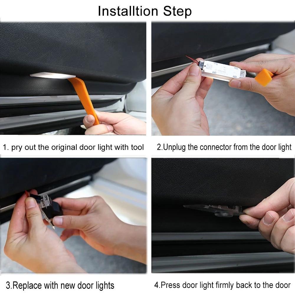 2Pcs LED Welcome Light Car Door Projector Lamps Sticker Accessories For BMW E90 E91 E92 E93 E60 E61 F10 F07 E63 E64 F12 F13 G30