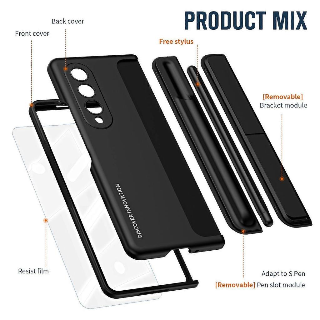 S Pen Holder Full Body Fashion Cover Case For Samsung Galaxy Z Fold4 Fold 4 Zfold4 5g Front Glass Film For Samsung Fold4 Cases