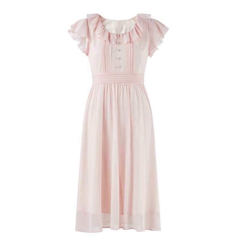 Women's Elegant Ruffle Sleeve High-Waist A-Line Midi Dress