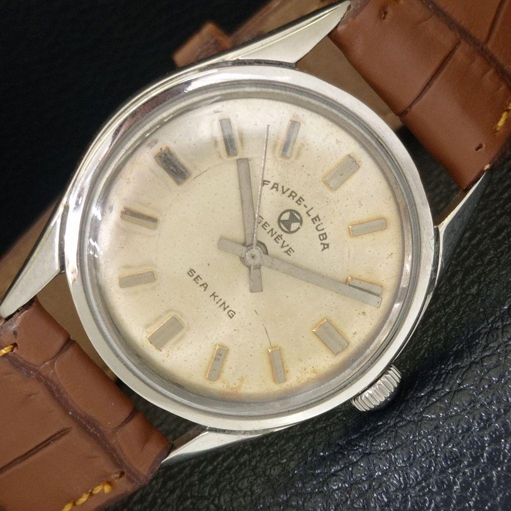 

ШВЕЙЦАРСКИЕ ВИНТАЖНЫЕ МУЖСКИЕ НАРУЧНЫЕ ЧАСЫ С РУЧНЫМ ЗАВОДОМ SWISS VINTAGE FAVRE LEUBA SEA KING 101 a703757-1 R213e-a703757